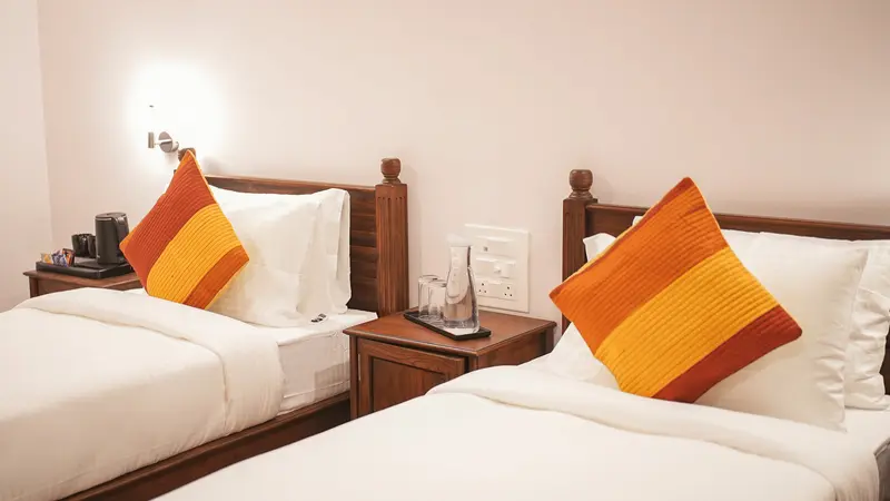 Well-furnished couple rest space interior overview